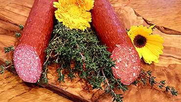 Salami vom Alpinen Steinschaf und auch von unseren Turopolje-Schweinen